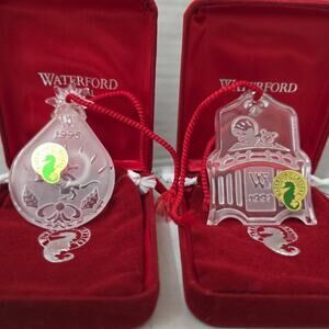 Bundle Of 1996 + 1997 Waterford Crystal Christmas Ornaments + Box